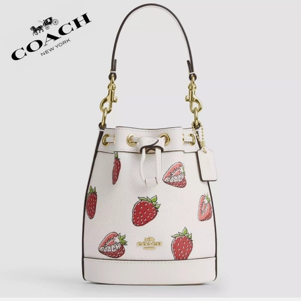 Coach strawberry mini bucket bag